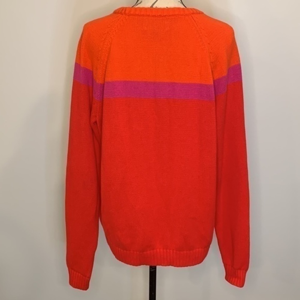 Lands’ End Drifter cotton cable color block sweater XL 18 - Picture 3 of 7